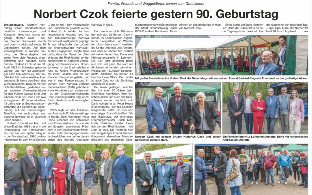 90ter Geburtstag von unserem Ehrenpräsidenten Norbert Czok