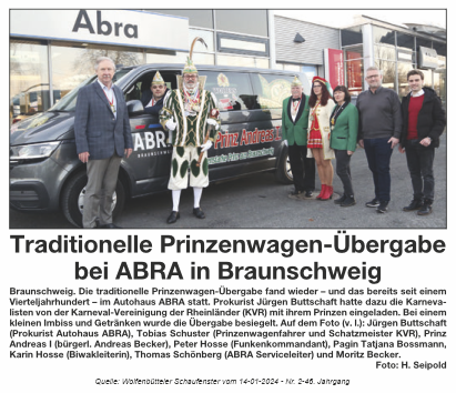 Pressescho: Übergabe des Prinzenwagens